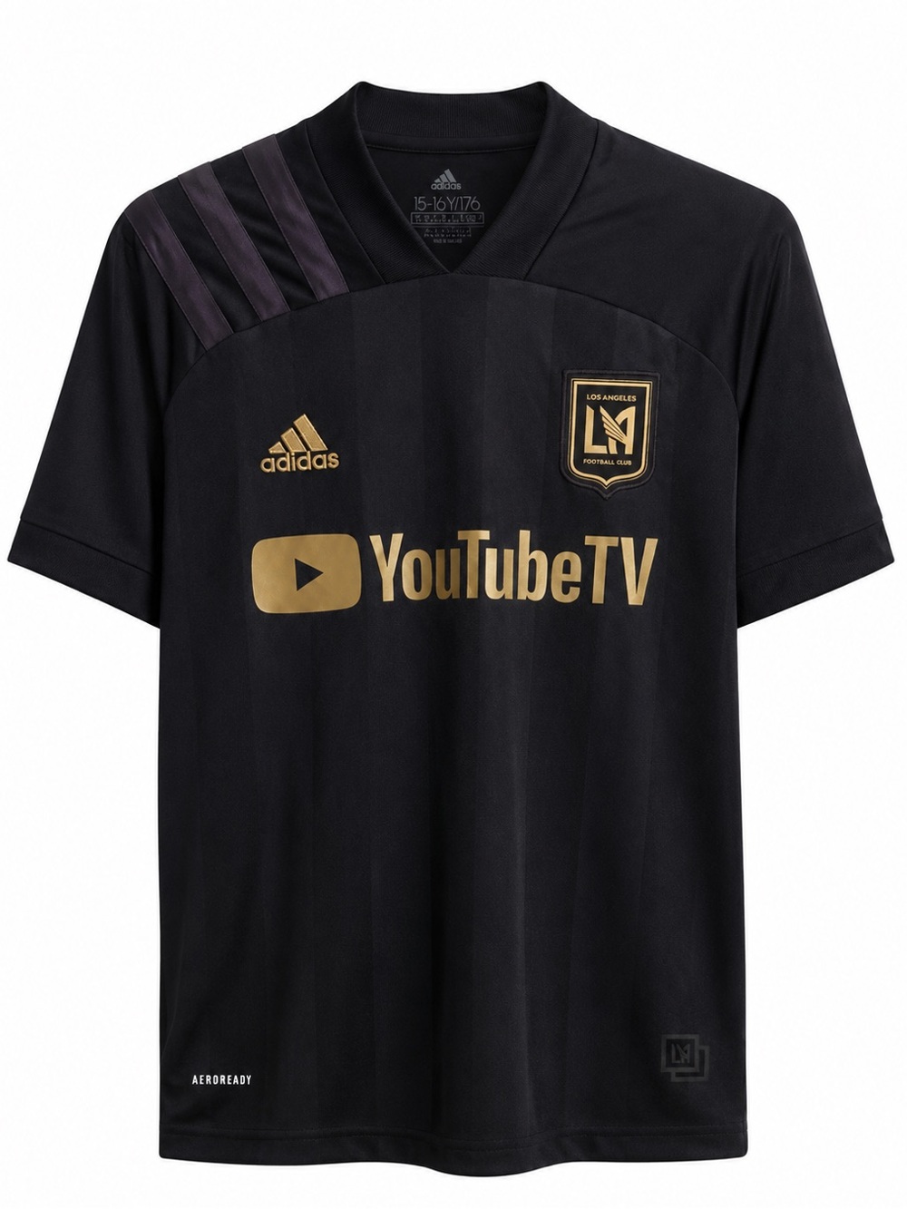 adidas Los Angeles FC Black with Gold Accent Short-Sleeve Jersey- 15-16Y/176